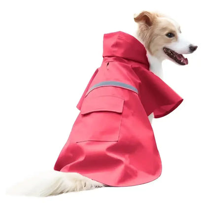 Red dog raincoat with hood.