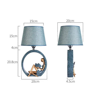 Decorative table lamp with dimensions.