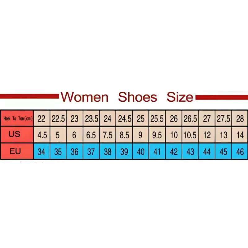 Women’s shoe size chart.