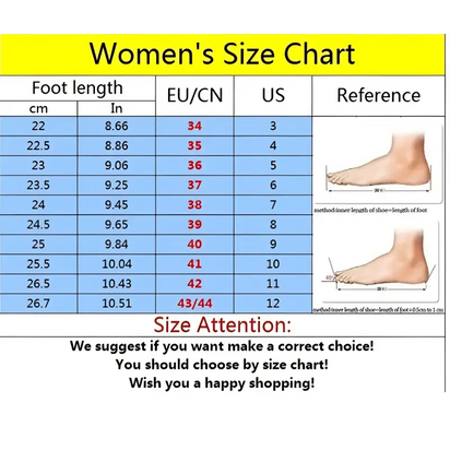 Women’s shoe size chart.