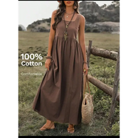 Brown cotton maxi dress.