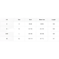Clothing size chart.