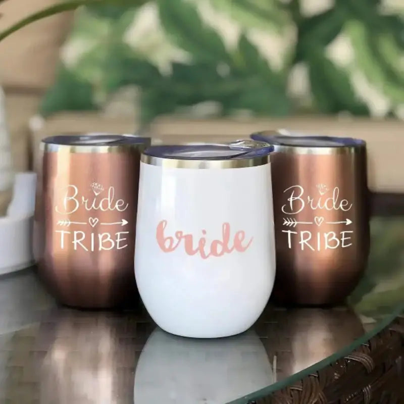 Bride-themed insulated tumblers.