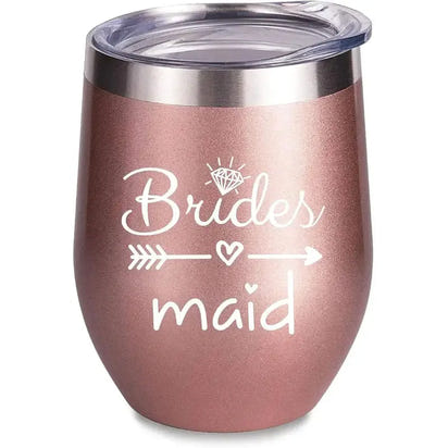 Rose gold bridesmaid tumbler.