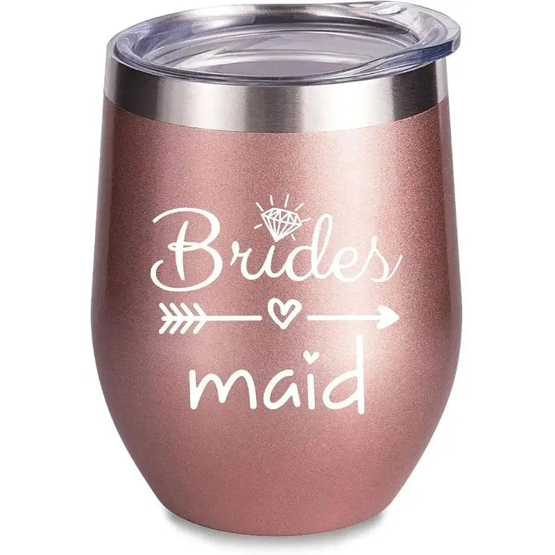 Rose gold bridesmaid tumbler.