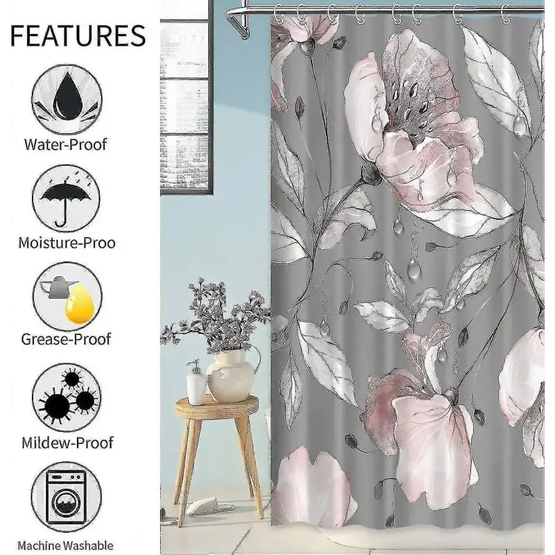 Blumen-Duschvorhang, 4-teiliges Set