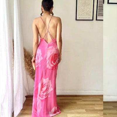 pink long sexy maxi dress