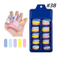 Pastel-colored artificial nail set.