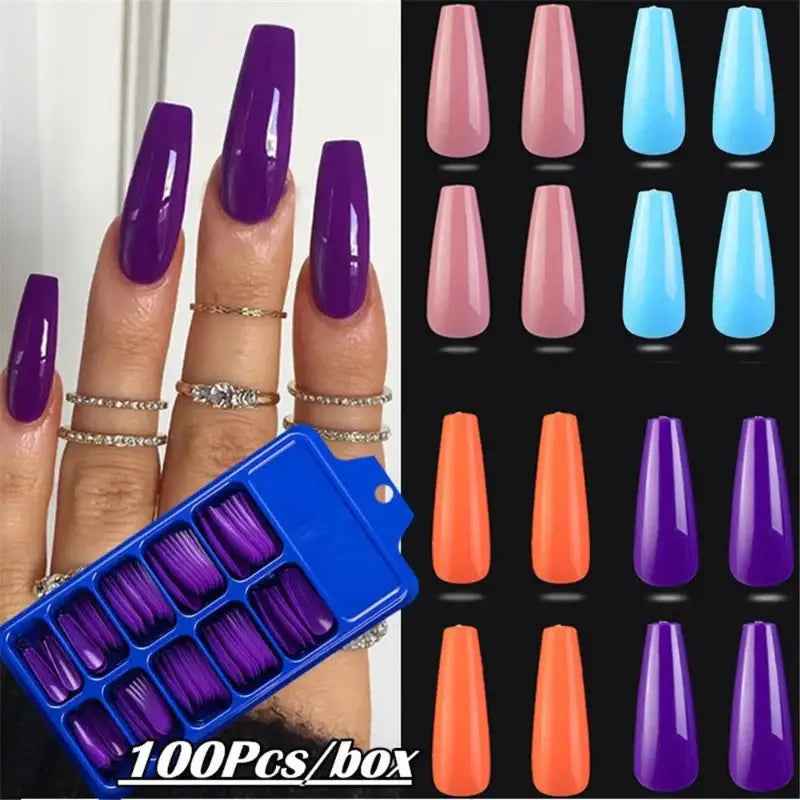 Colorful artificial coffin nails.