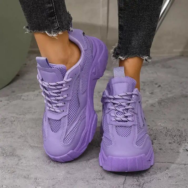 Lavender chunky sneakers.