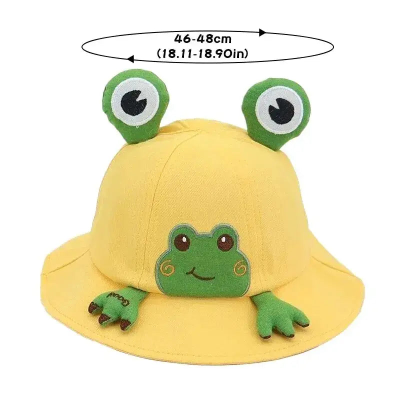 Yellow frog bucket hat.