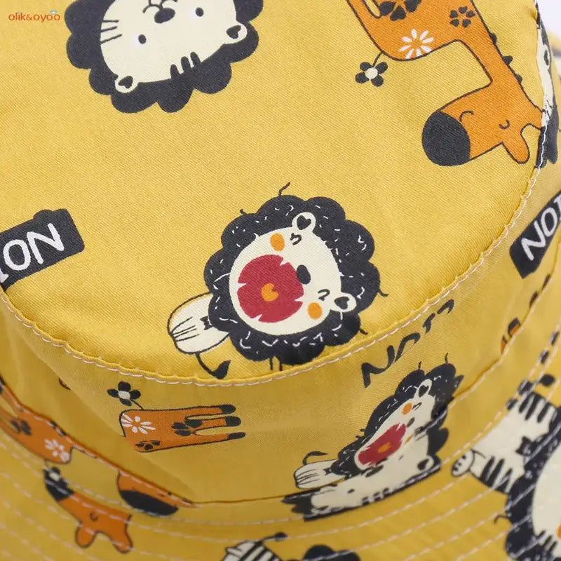 Yellow animal-print bucket hat.