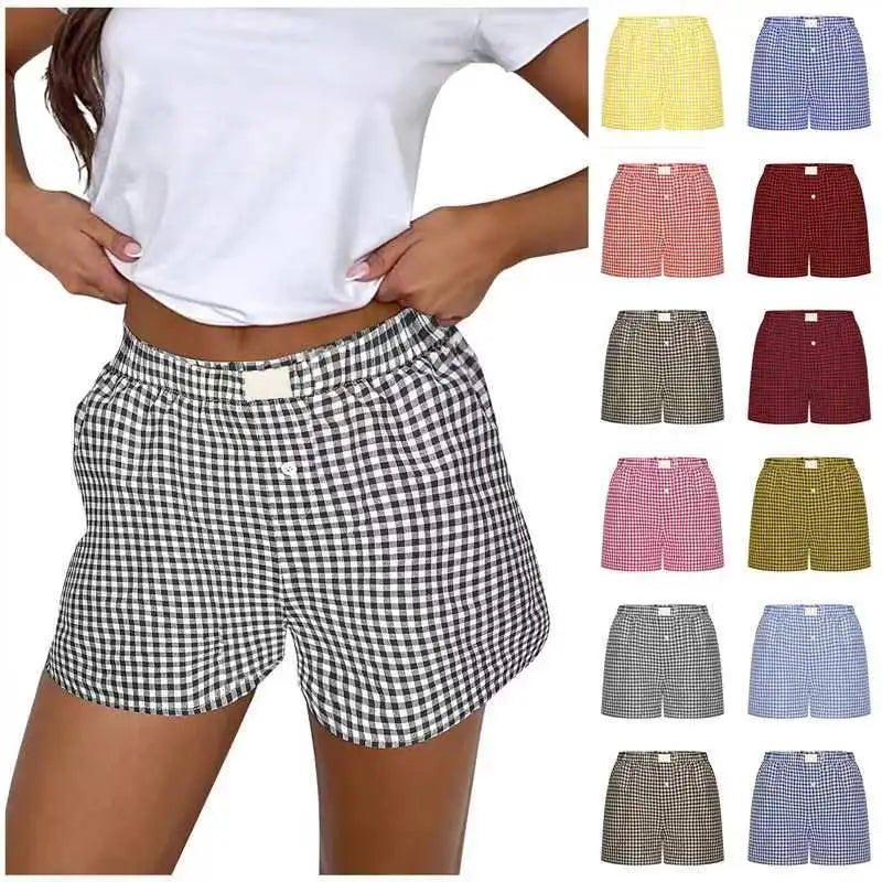 Plaid boxer shorts.