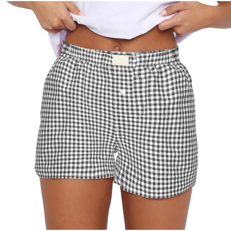 Gingham boxer shorts.