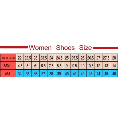Women’s shoe size chart.