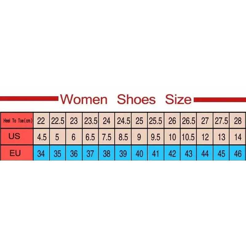 Women’s shoe size chart.