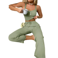 Sage green two-piece lounge set.