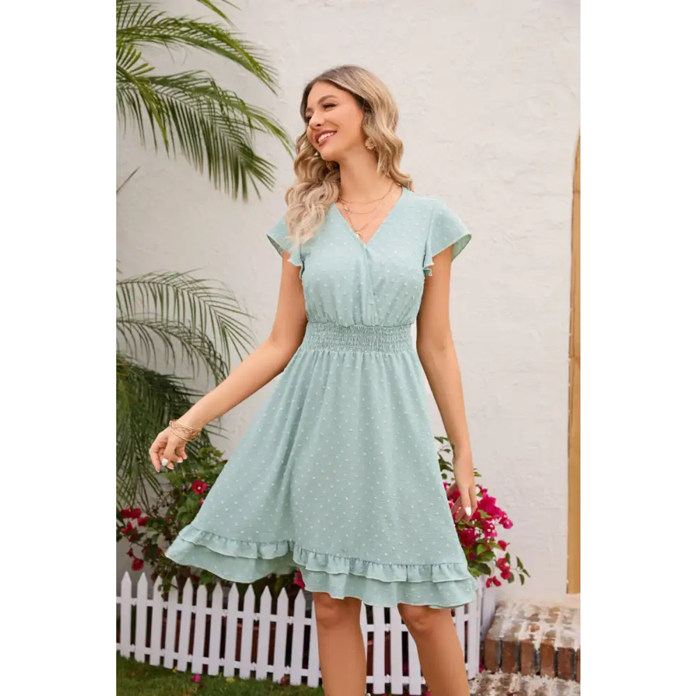 Casual Short-Sleeved V-Neck Dress - sleek-selections