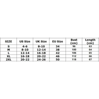 Clothing size chart.