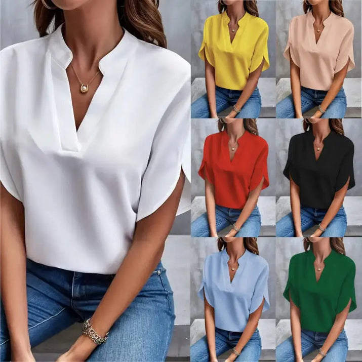 Women’s split sleeve blouse in multiple colors.