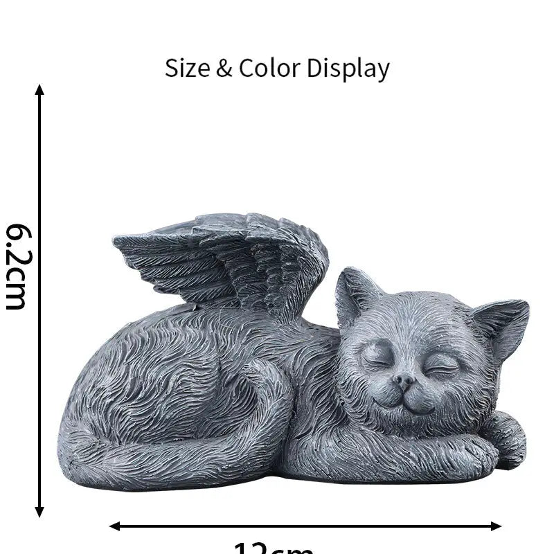 Gray cat statue with wings for Dod Angle Garden Decorations, perfect for outdoor garden decorations