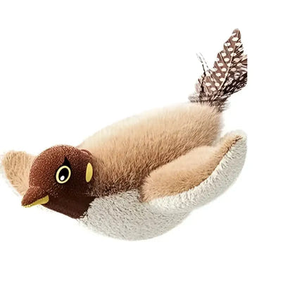 Plush Cat Moving Bird toy with feather tail for interactive cat play