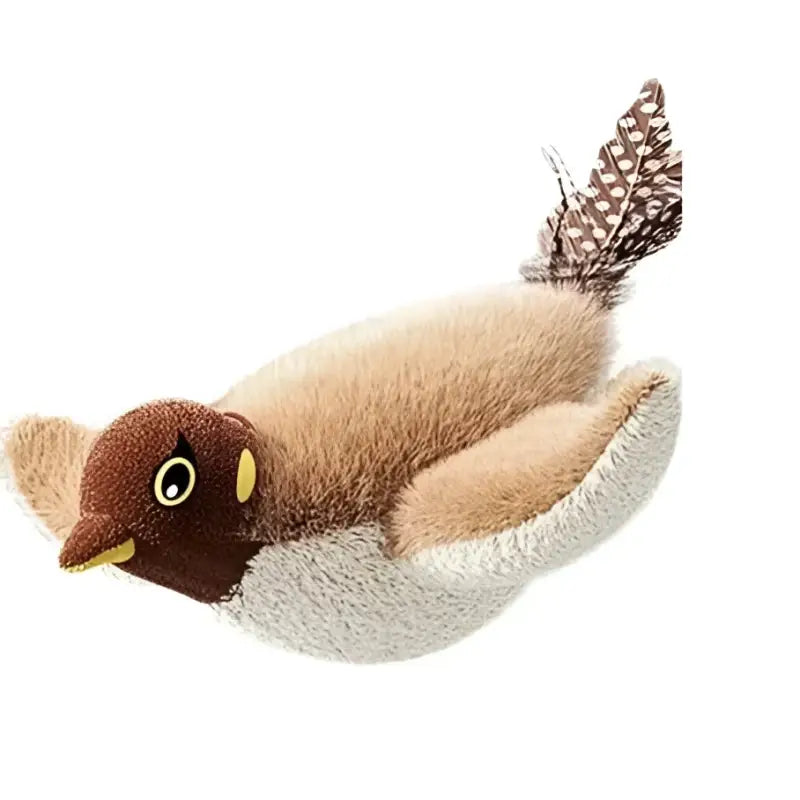 Plush Cat Moving Bird toy with feather tail for interactive cat play