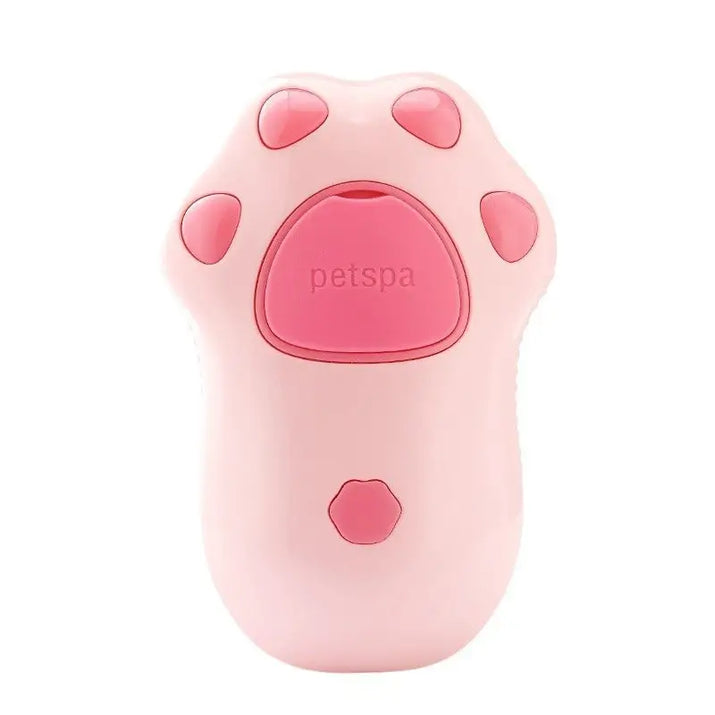 Pink cat paw-shaped pet spa device for gentle grooming with a Cat Spray Comb or spray comb