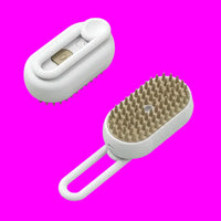 White and tan scalp massager with handle for effective cat spray comb grooming