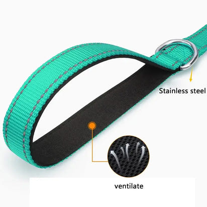 Turquoise dog leash handle with stainless steel ring for Cats Dogs Collar Lead Strap