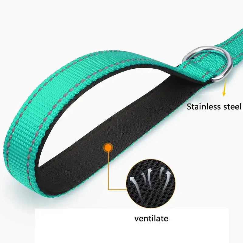 Turquoise dog leash handle with stainless steel ring for Cats Dogs Collar Lead Strap