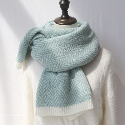 Faux Cashmere Herringbone Knit Scarf