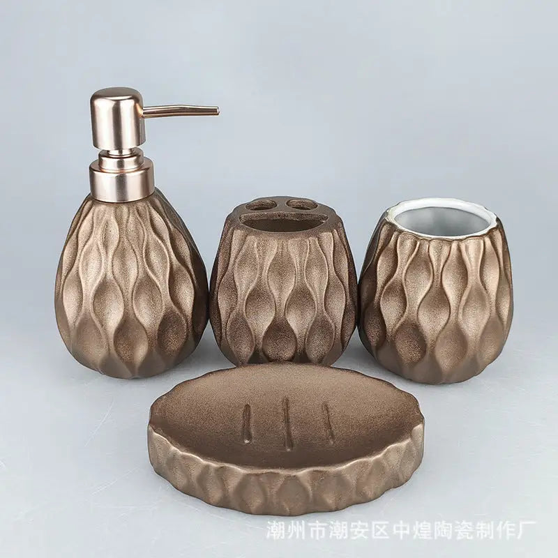 Four-piece bronze bathroom set.