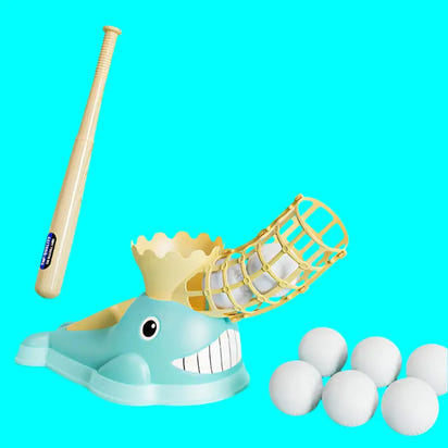 Toy baseball set with whale launcher.