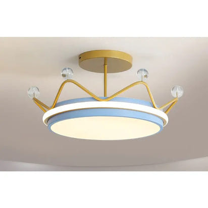 Crown-shaped ceiling light fixture.