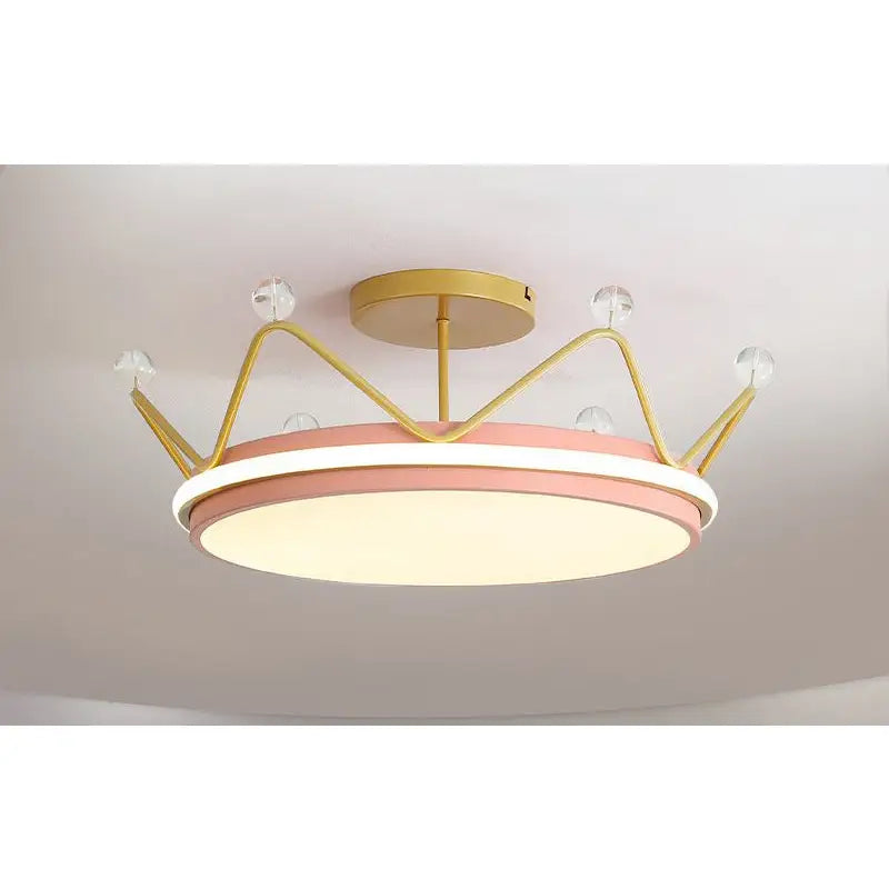 Crown-shaped ceiling light fixture.