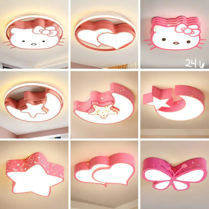 Pink children’s ceiling lights.