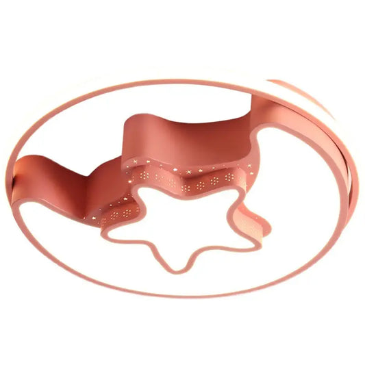 Pink star-shaped ceiling light.