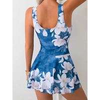 Blue floral swim dress.
