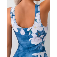 Blue and white floral dress.