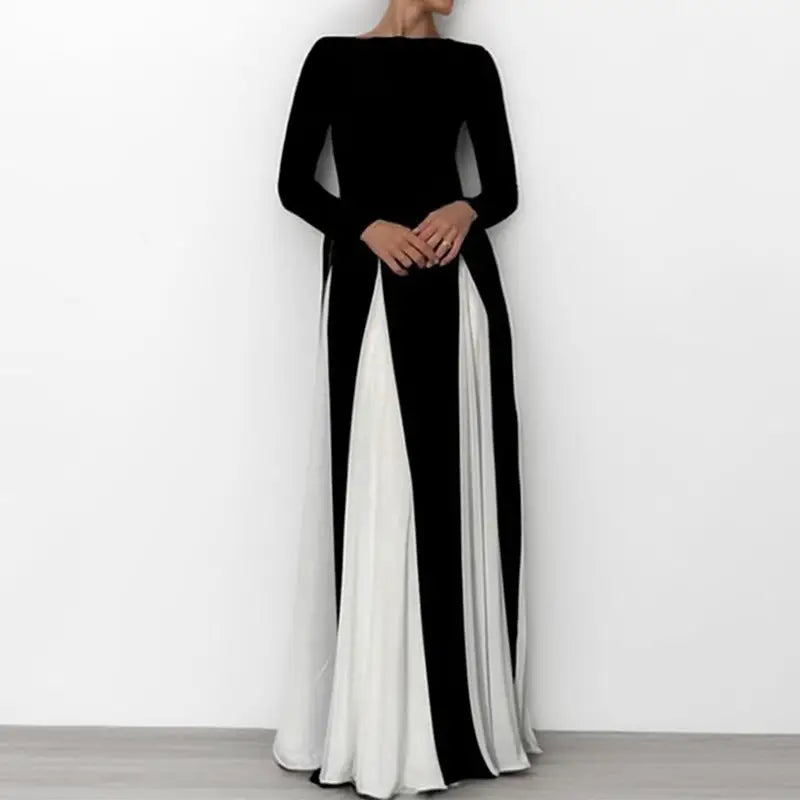 Elegant black and white gown.
