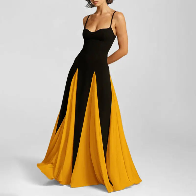 Black and yellow evening gown.