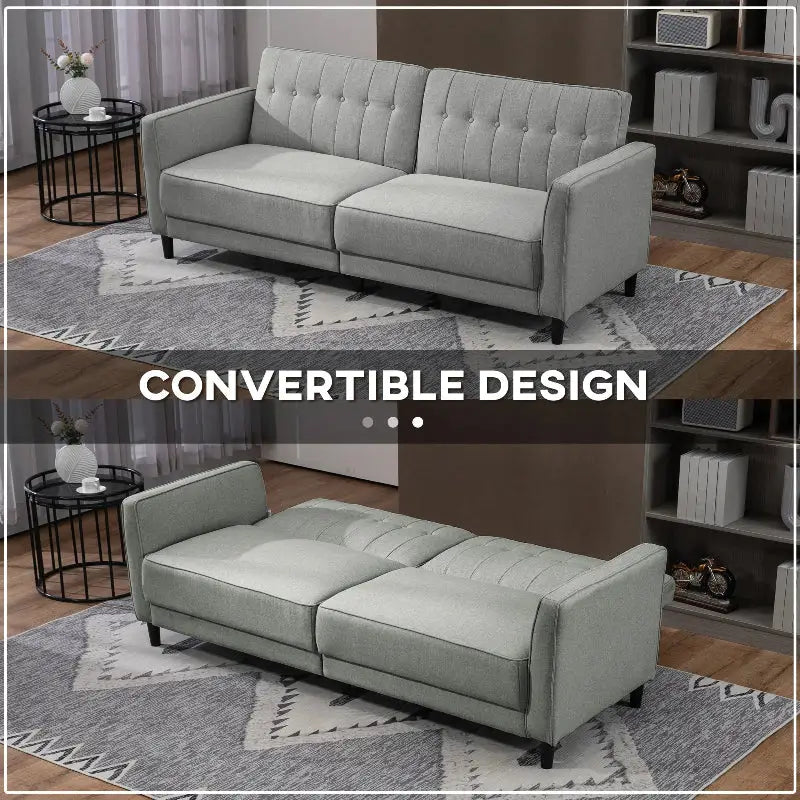 Convertible gray sofa.