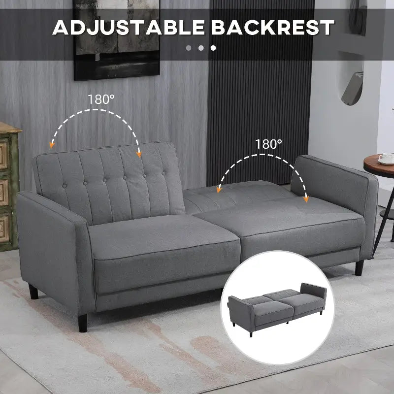 Gray convertible sofa bed.