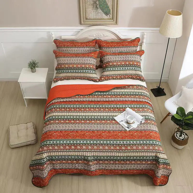 Striped bohemian bedding set.