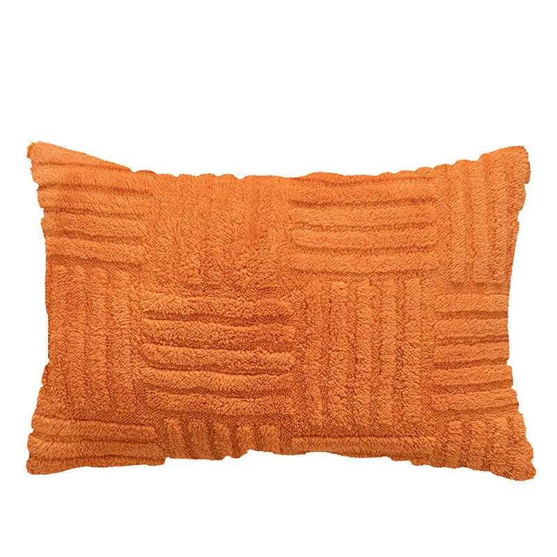 Orange textured rectangular pillow.
