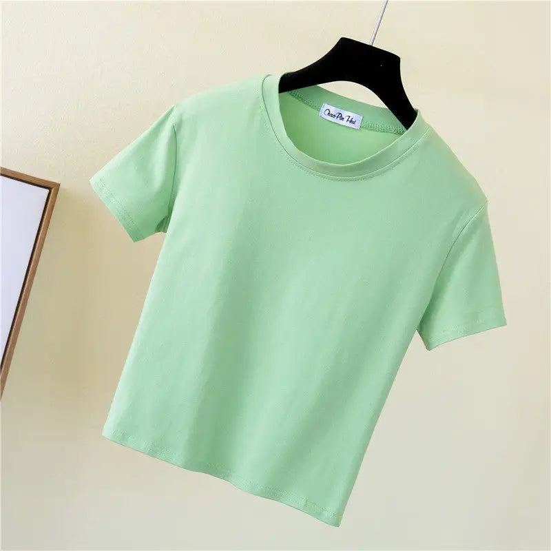 Mint green t-shirt.
