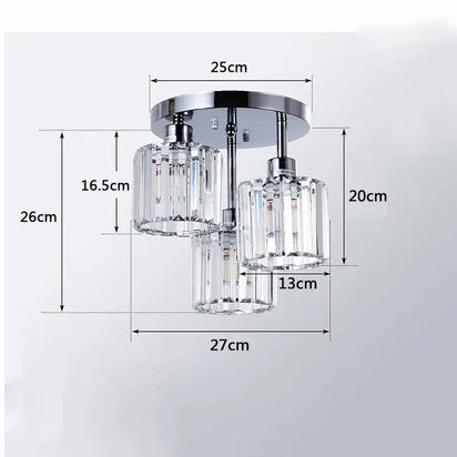 Chrome and crystal ceiling light fixture.