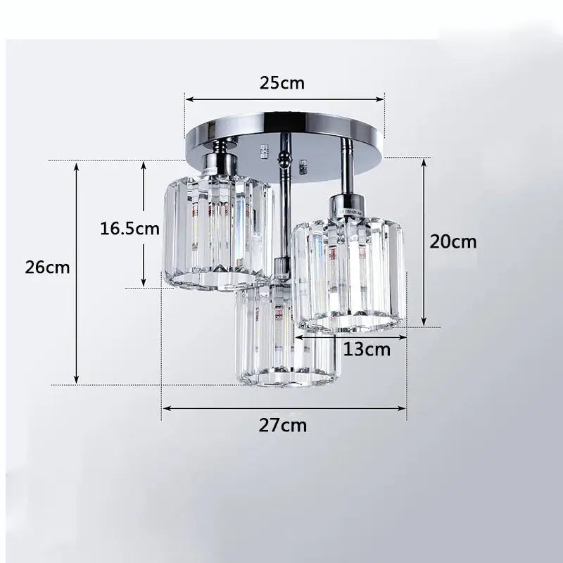 Chrome and crystal ceiling light fixture.