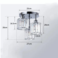 Chrome and crystal ceiling light fixture.